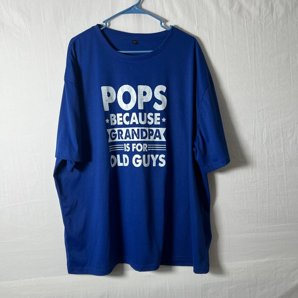 Pops Blue Funny‎ Men's Father's Day Joke Short Sleeve Casual Shirt Size 3XL
